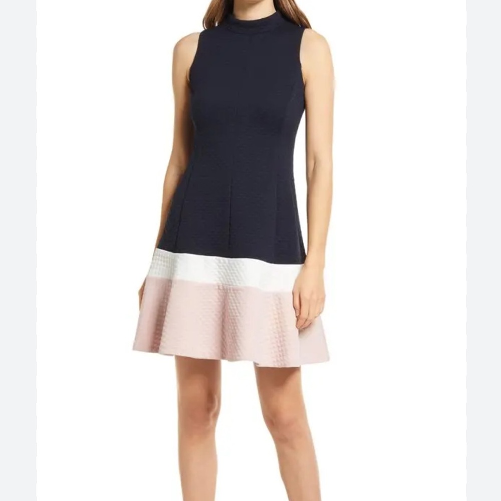 Eliza J dress colorblock texture knit fit and flare size 6